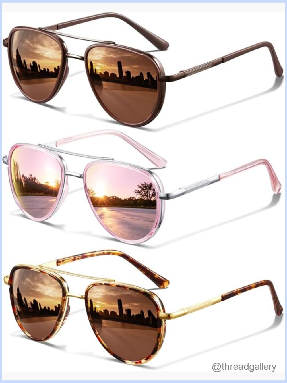 Polarized Aviator Sunglasses UV Protection Unisex Tangle Free Vintage Shades